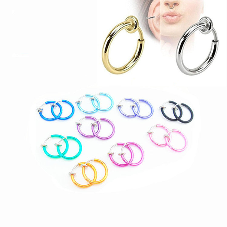 Unisex Pseudo Elastic Clip-on Round Spring Earrings