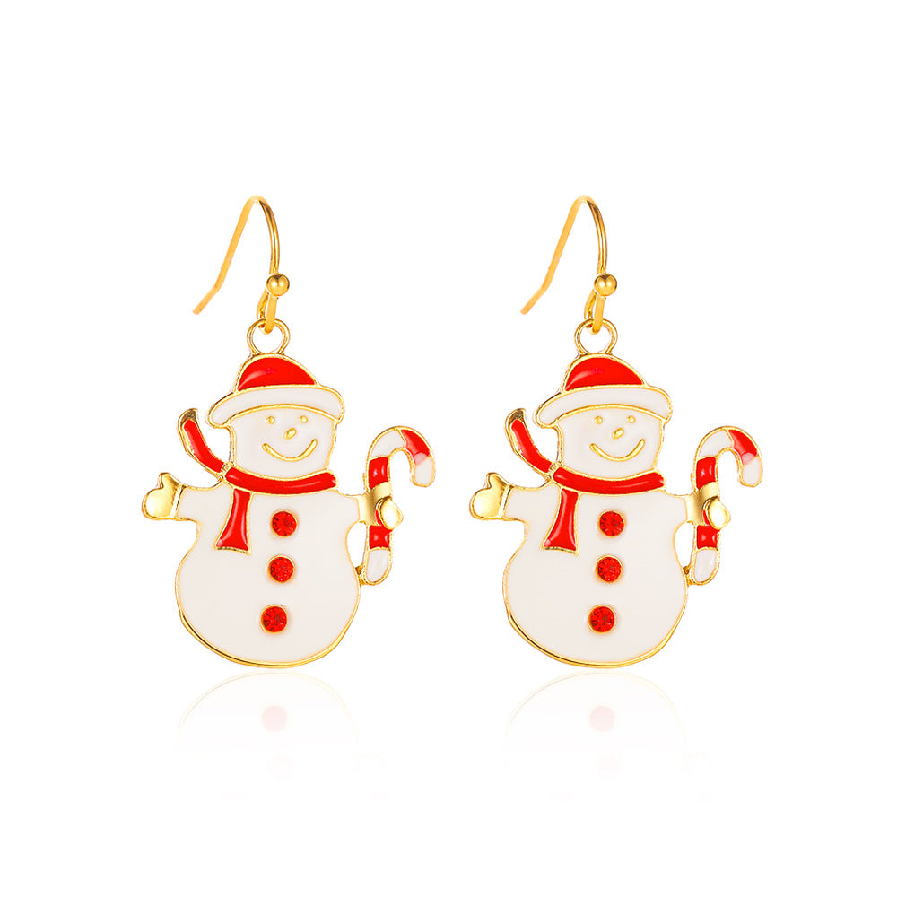 Christmas Three-piece Personalized Dripping Oil Santa Bell Earrings