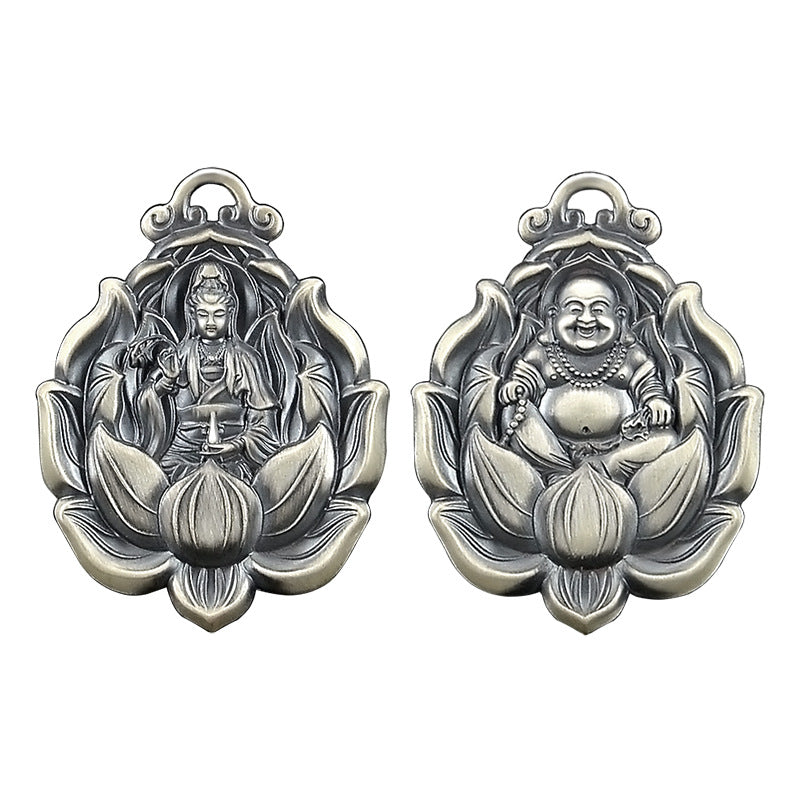 Women's & Men's & Vintage Sterling Sier Avalokitesvara Pendant Solid Pure Amulet Life Necklaces