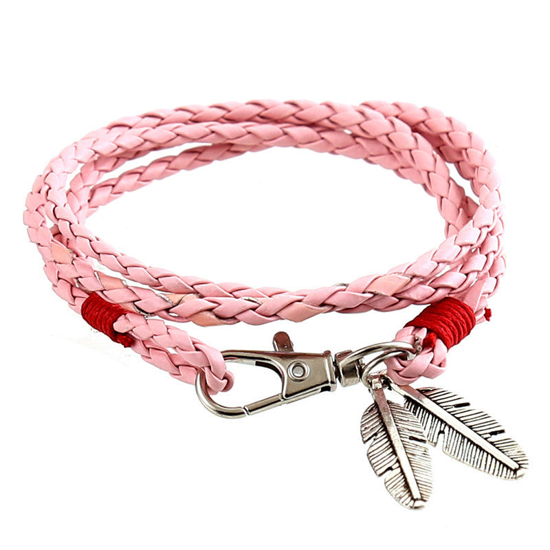 Men's Korean Woven Twisted Leather Rope Bracelets