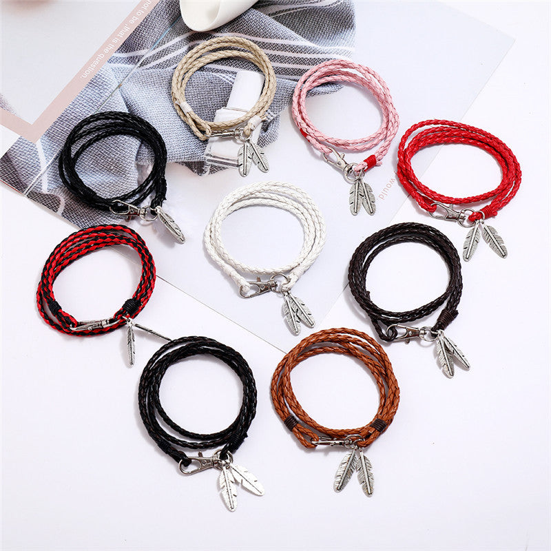 Men's Korean Woven Twisted Leather Rope Bracelets