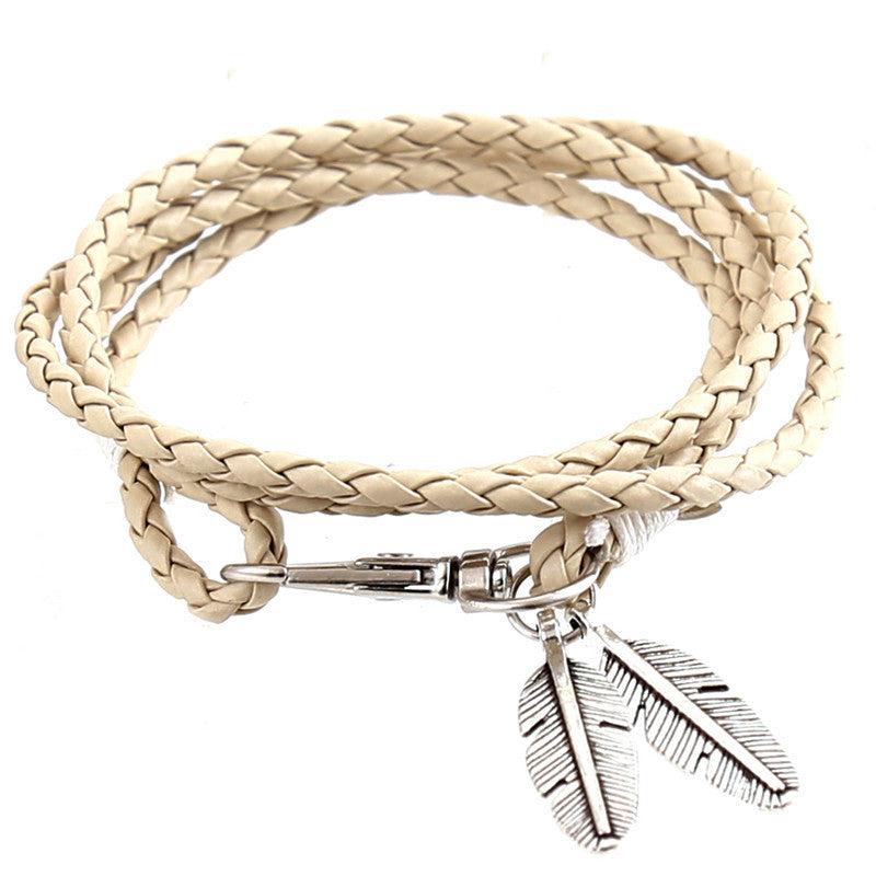 Men's Korean Woven Twisted Leather Rope Bracelets