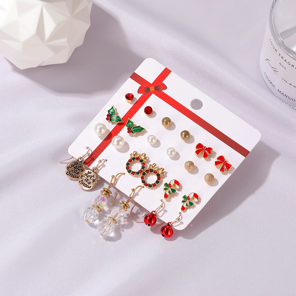 Suit Santa Claus Dripping Bell Tree Earrings