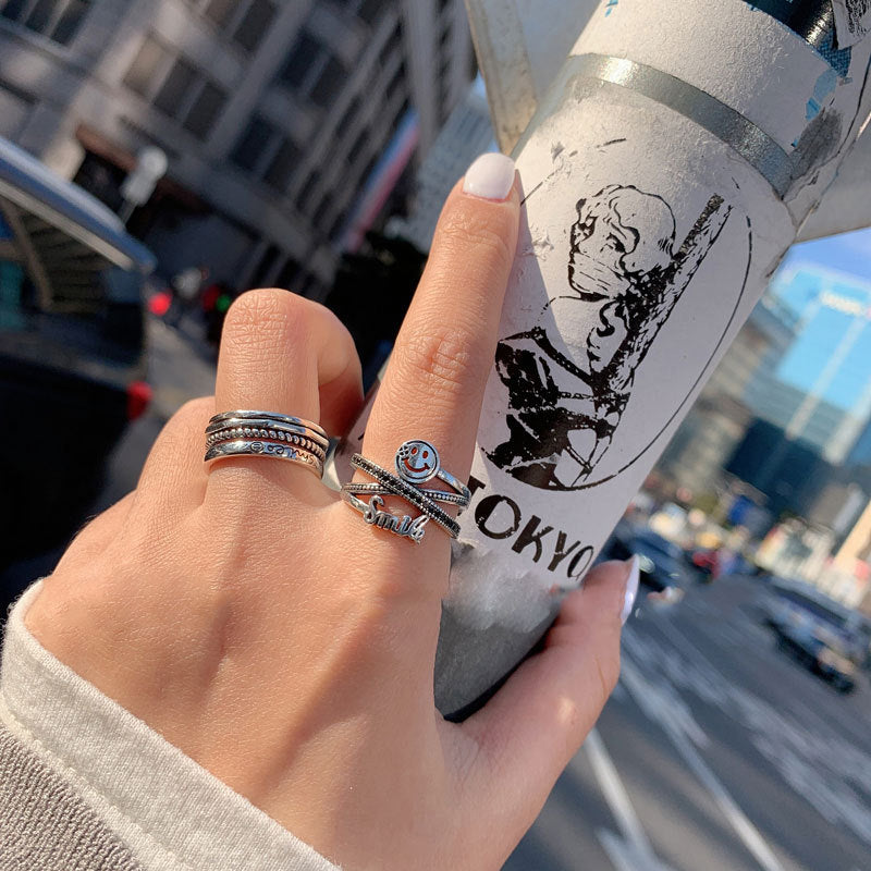 Women's Sterling Sier Roman Numerals Open Index Finger Vintage Simple Trendy Ring