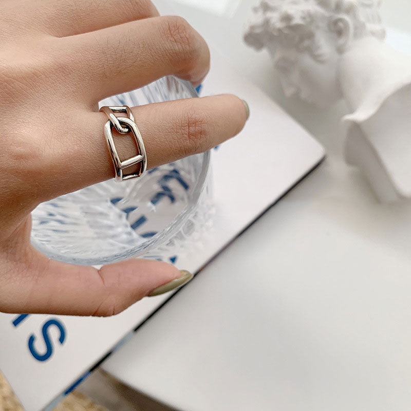 Women's Sterling Sier Roman Numerals Open Index Finger Vintage Simple Trendy Ring
