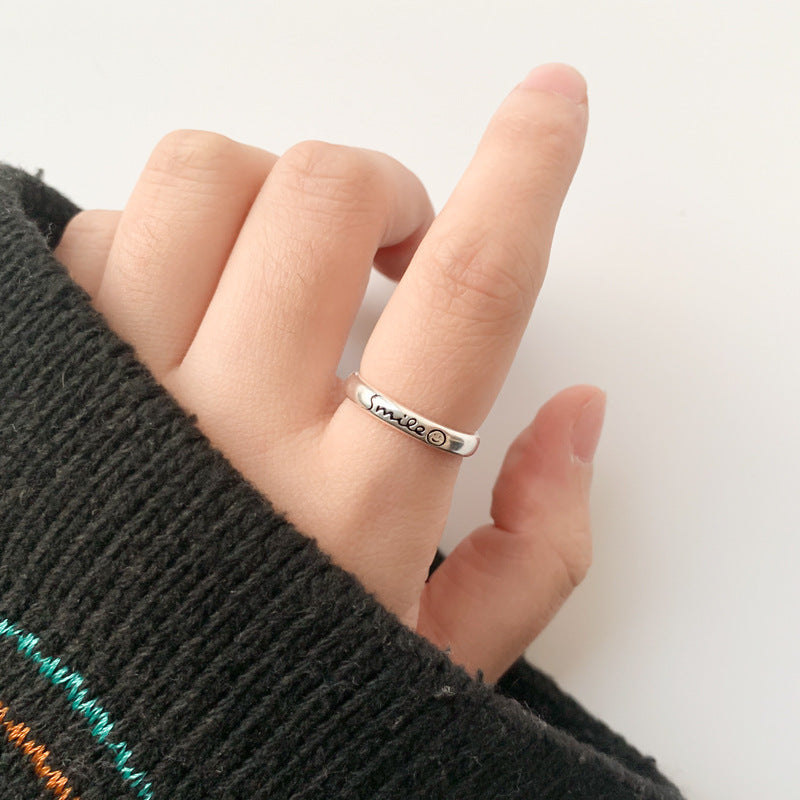 Women's Sterling Sier Roman Numerals Open Index Finger Vintage Simple Trendy Ring
