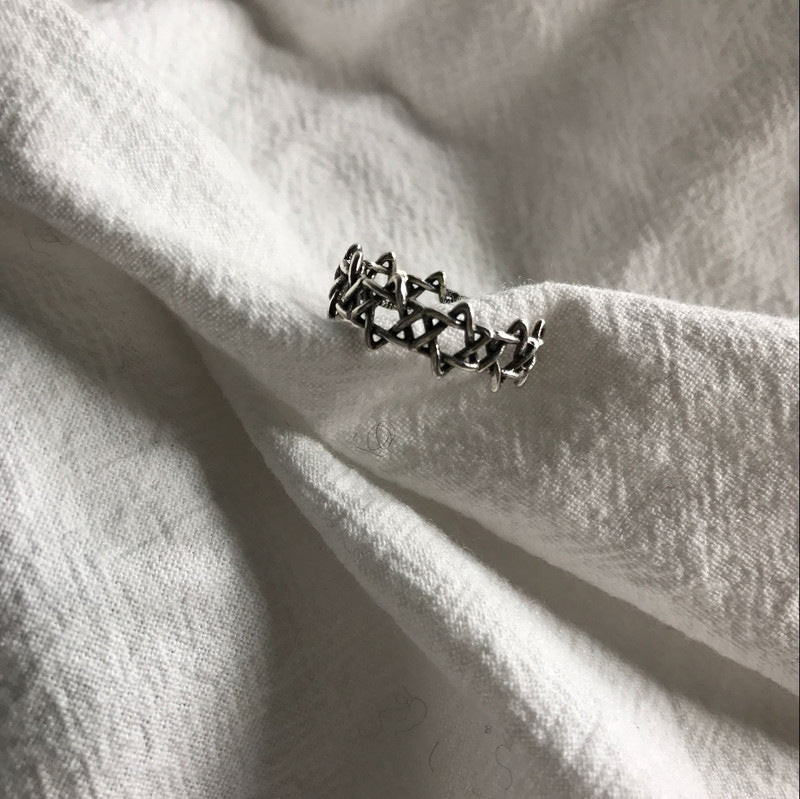Women's Sterling Sier Roman Numerals Open Index Finger Vintage Simple Trendy Ring
