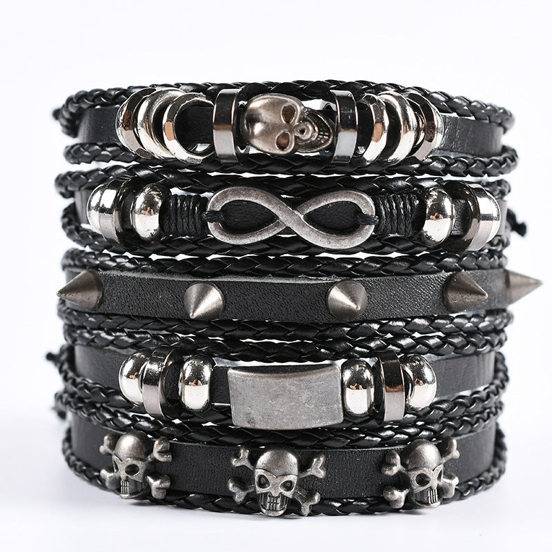 Men's Leather Hand-woven Hip Hop Punk Suit Bracelets