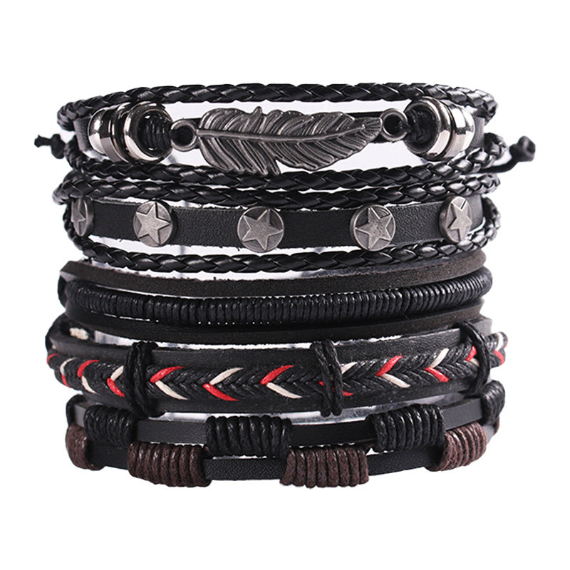 Men's Leather Hand-woven Hip Hop Punk Suit Bracelets