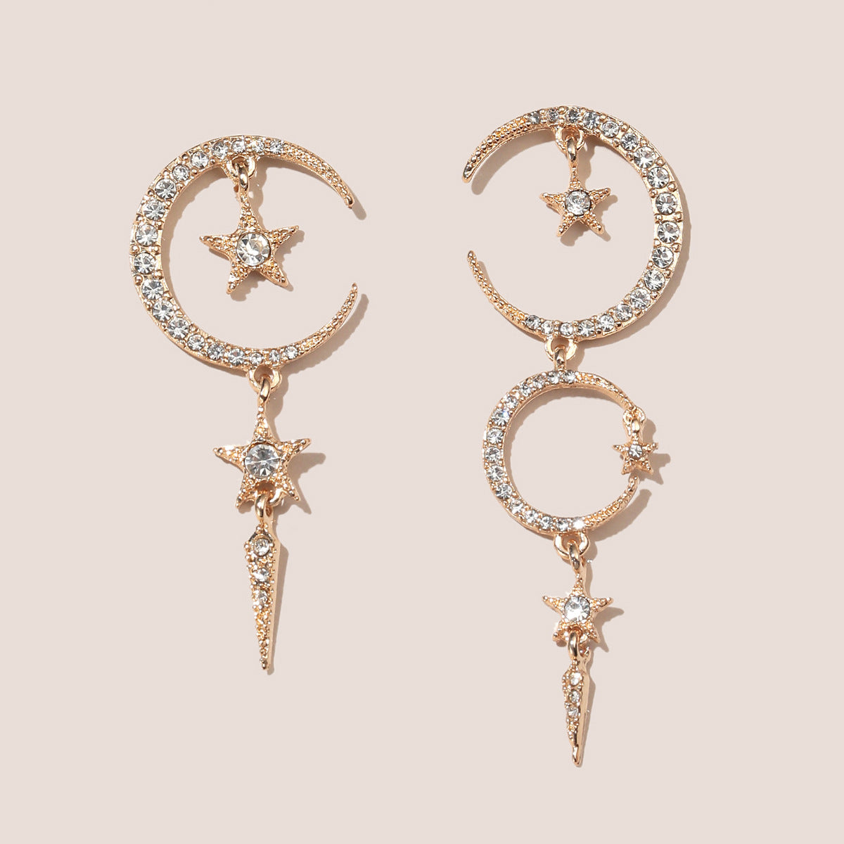 Star And Moon Ear Asymmetric Female Earrings