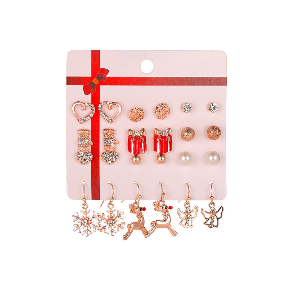 Suit Santa Claus Dripping Bell Tree Earrings