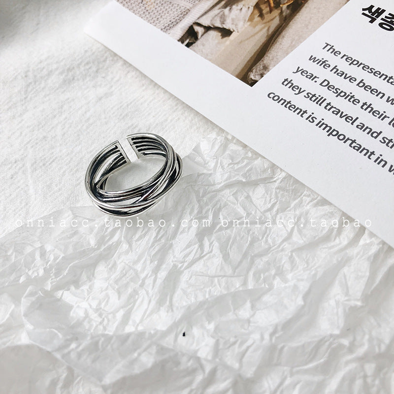 Women's Sterling Sier Roman Numerals Open Index Finger Vintage Simple Trendy Ring