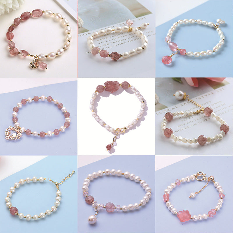 Natural Freshwater Pearl Crystal Design Korean Bracelets