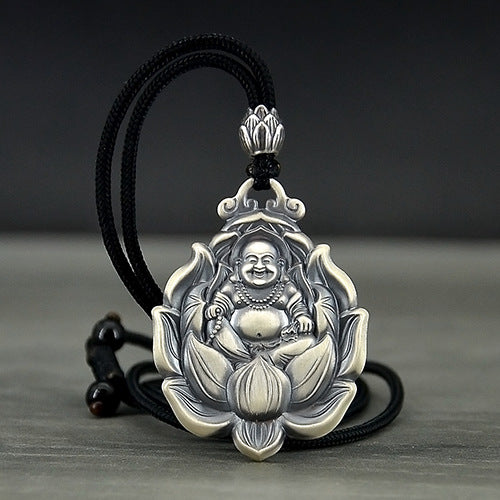 Women's & Men's & Vintage Sterling Sier Avalokitesvara Pendant Solid Pure Amulet Life Necklaces