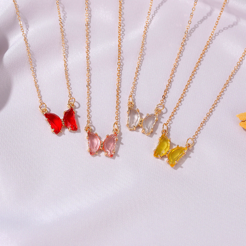 Crystal Butterfly Super Fairy Dream Transparent Necklaces