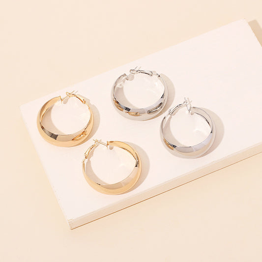 High Profile Retro Geometric Big Circle Glossy Earrings