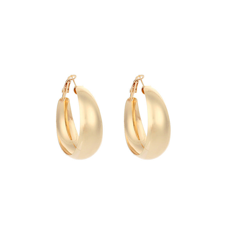 High Profile Retro Geometric Big Circle Glossy Earrings