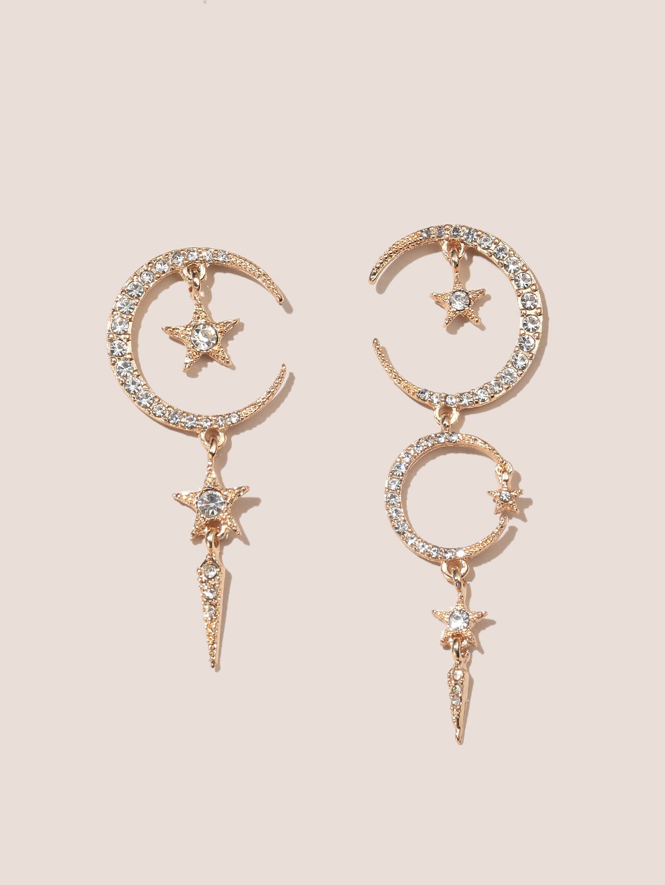 Star And Moon Ear Asymmetric Female Earrings