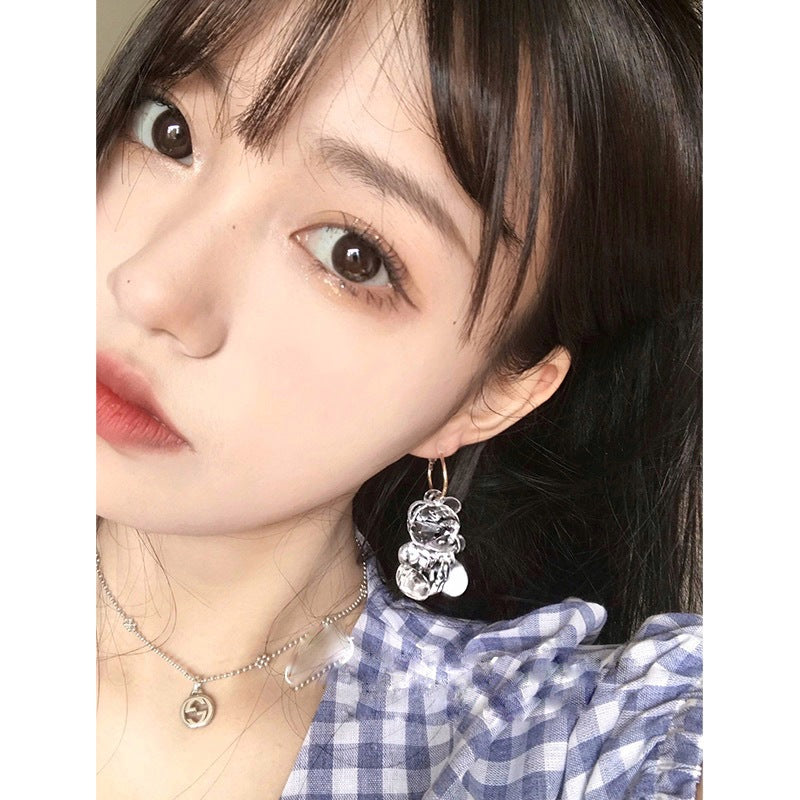 Cute Transparent Bear Ear Design Sense Special Earrings