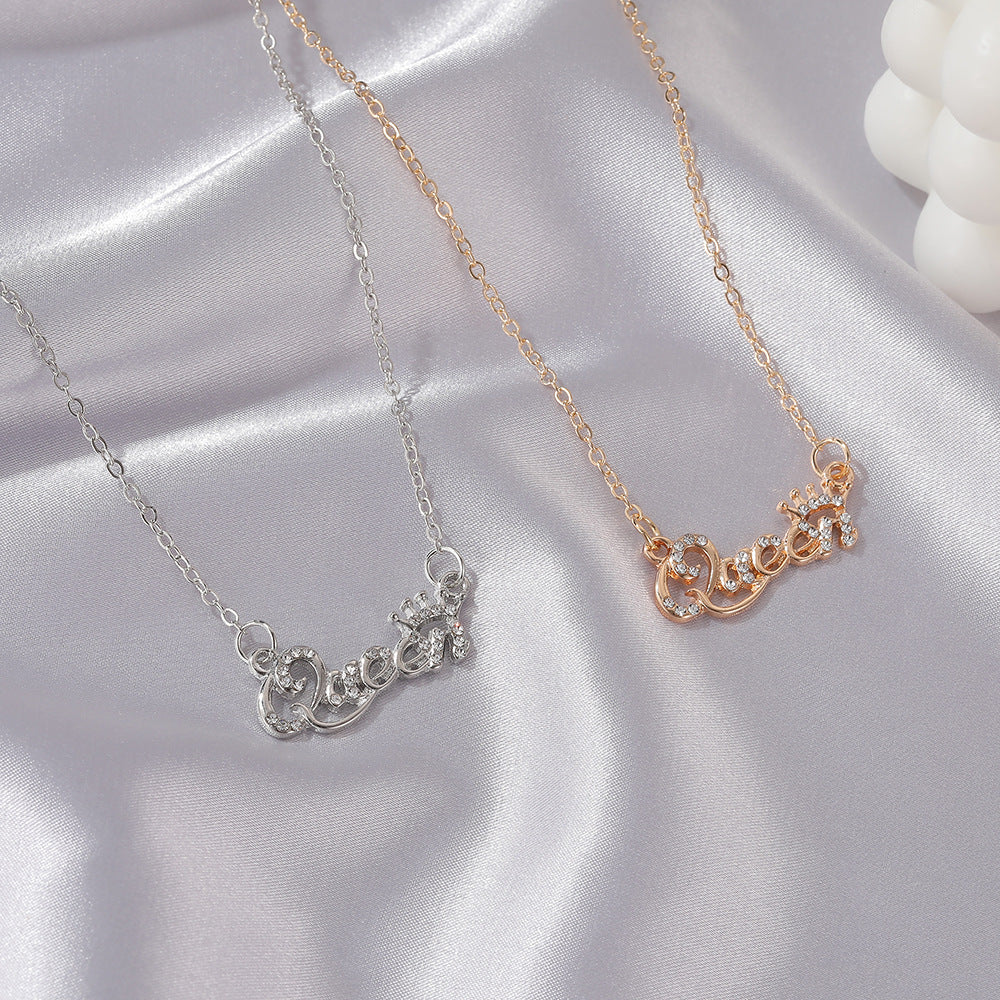 Letter Female Trend Crown Queen Clavicle Chain To Give Necklaces