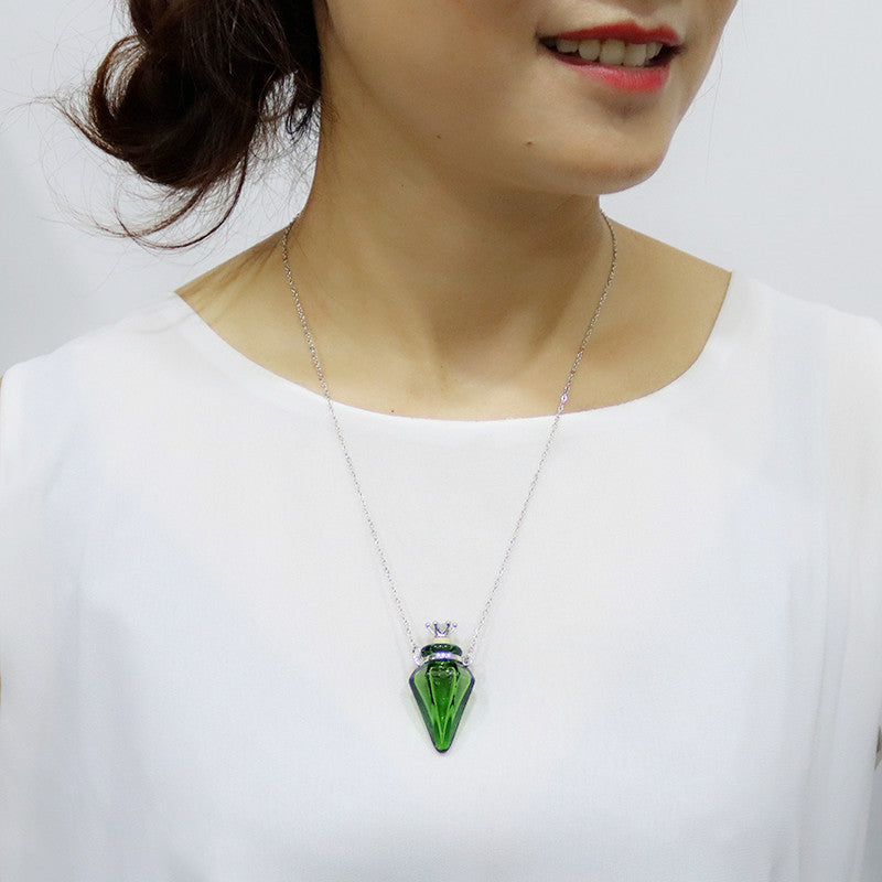 Gem Perfume Bottle Glass Oil Fashion Short Can Hold Necklace