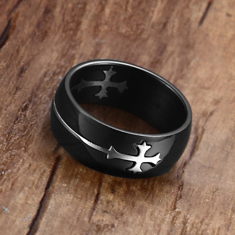 Men's Slouchy Detachable Cross Titanium Steel Rings