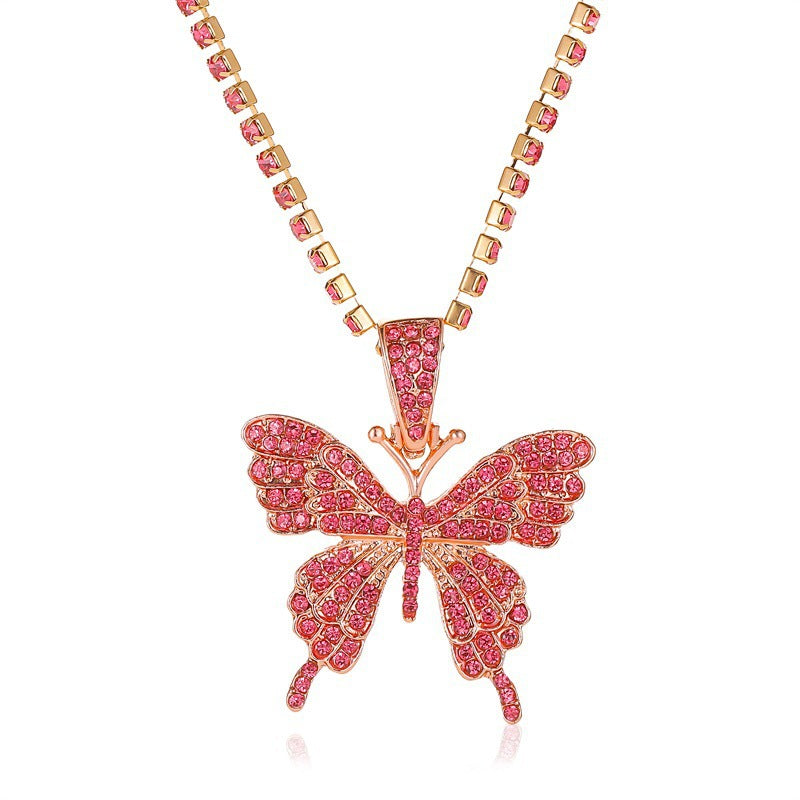 Butterfly Rhinestone Pendant Hip Hop Ear Necklaces