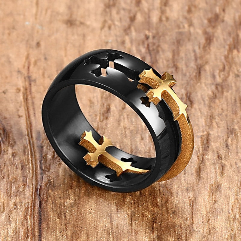 Men's Slouchy Detachable Cross Titanium Steel Rings