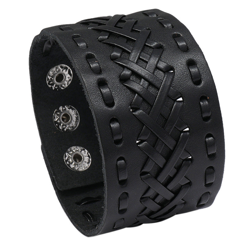 Men's Vintage Weave Cattle Leather Punk Jewelry Bracelets