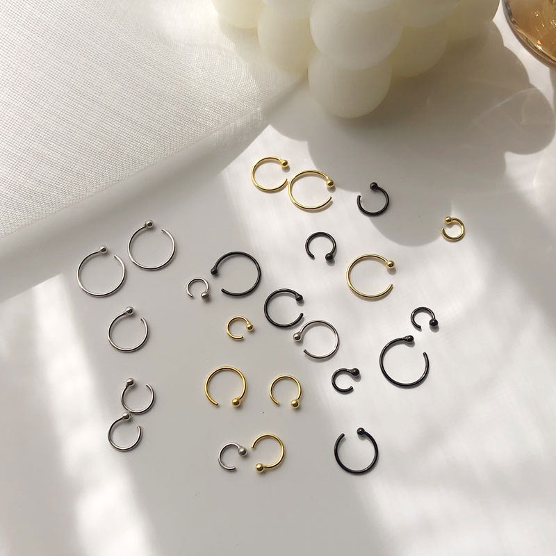 Sier Ball Bead Niche Simple Handmade Stud Earrings