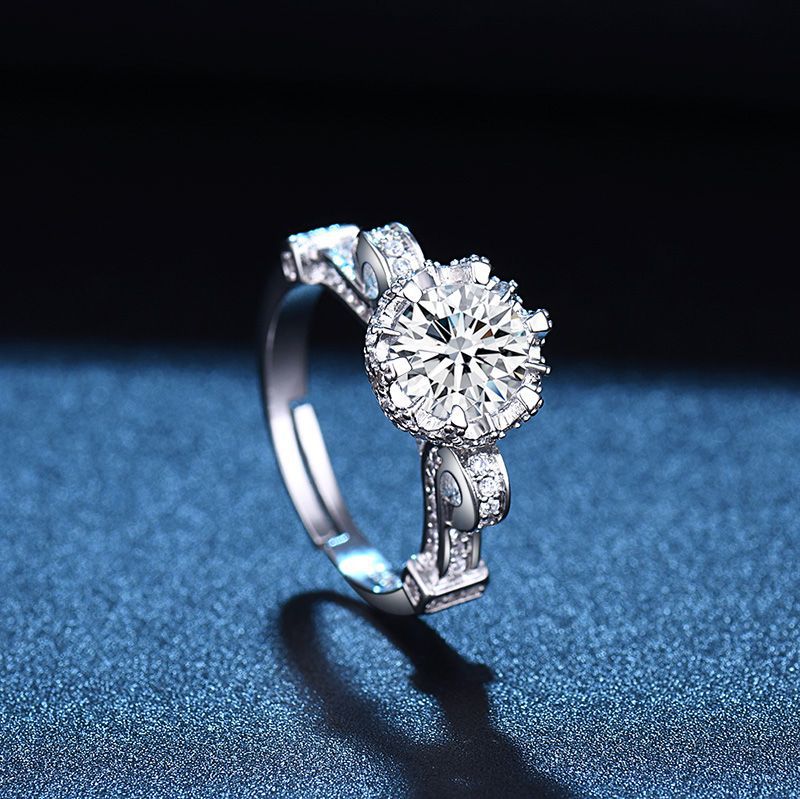 Bagues de confession romantique féminine avec diamant Moissanite, proposition ouverte