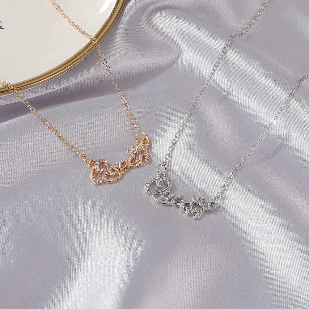 Letter Female Trend Crown Queen Clavicle Chain To Give Necklaces