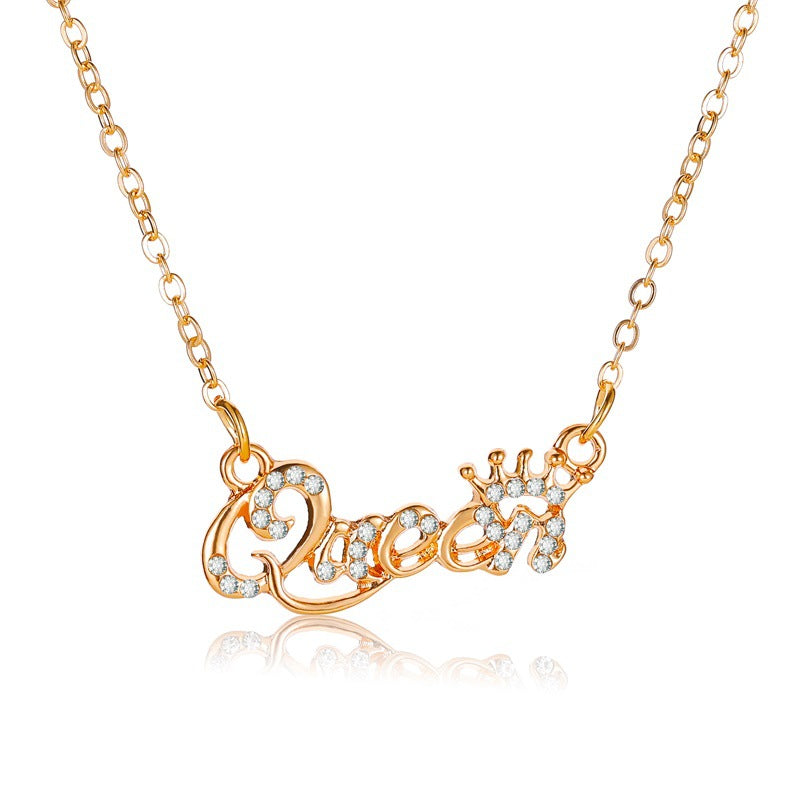 Letter Female Trend Crown Queen Clavicle Chain To Give Necklaces