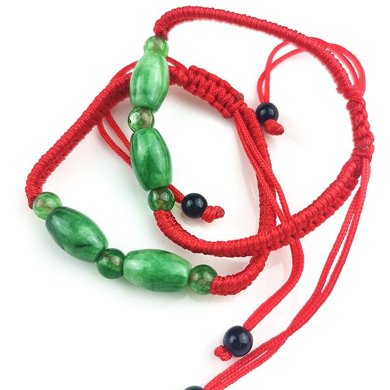 Bracelets à options multiples en jade tressé en corde rouge