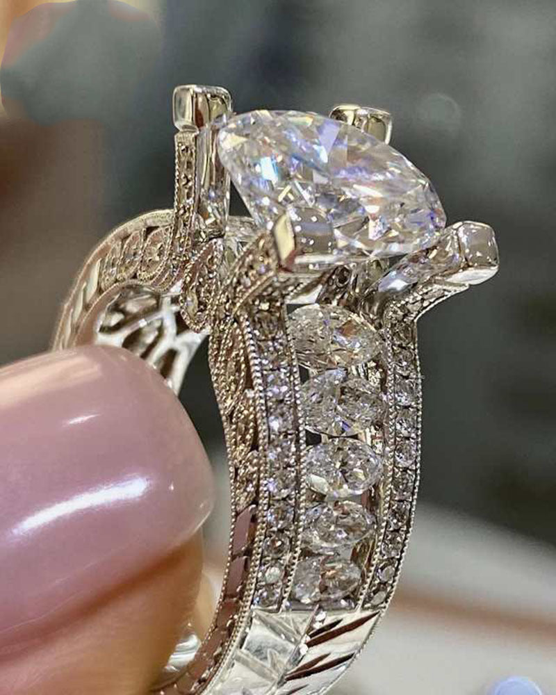 Women's Fashion Engagement Proposal Shiny Diamond Zircon Rings