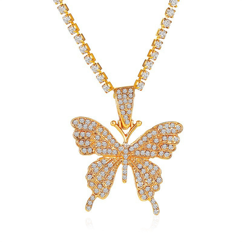 Butterfly Rhinestone Pendant Hip Hop Ear Necklaces