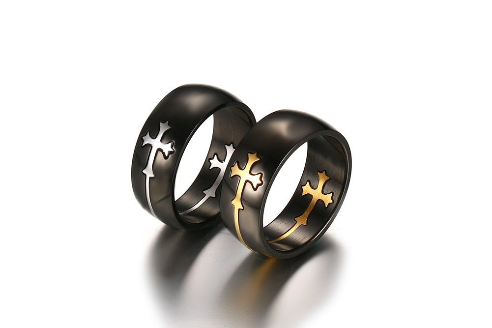 Men's Slouchy Detachable Cross Titanium Steel Rings