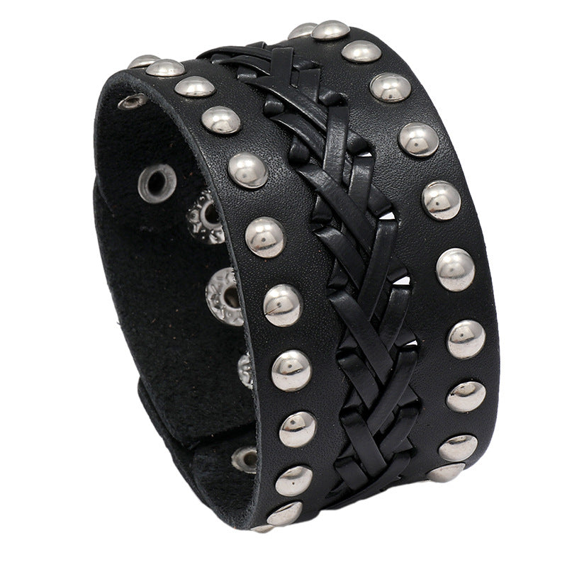 Men's Vintage Weave Leather Ornament Personality Punk Bracelets