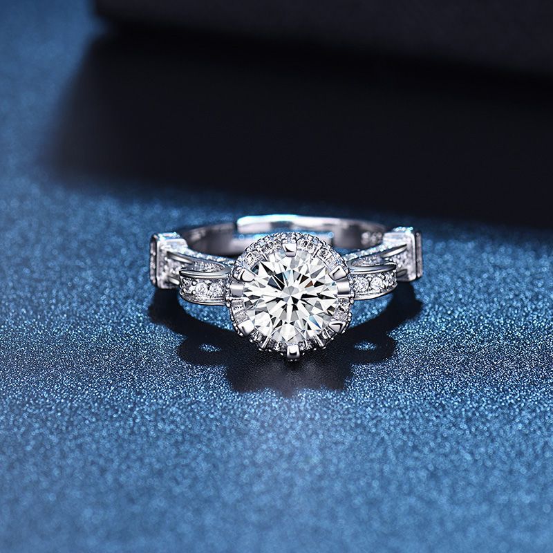 Bagues de confession romantique féminine avec diamant Moissanite, proposition ouverte