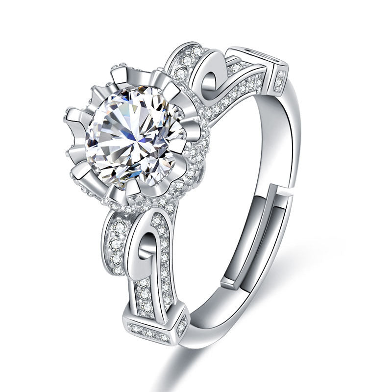 Bagues de confession romantique féminine avec diamant Moissanite, proposition ouverte