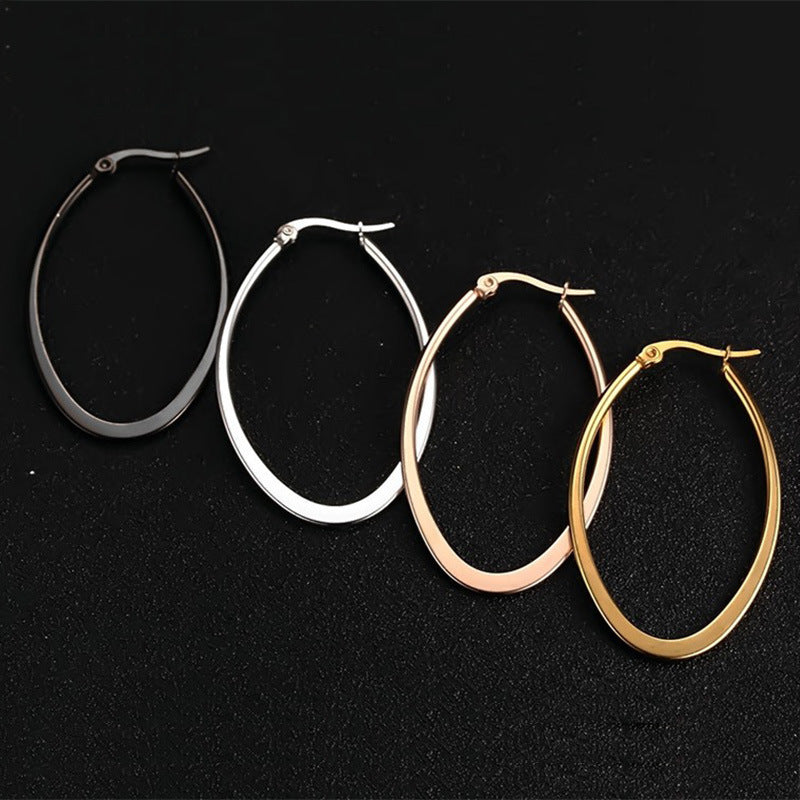 Women's Large Titanium Steel Gold Temperament Big Rings