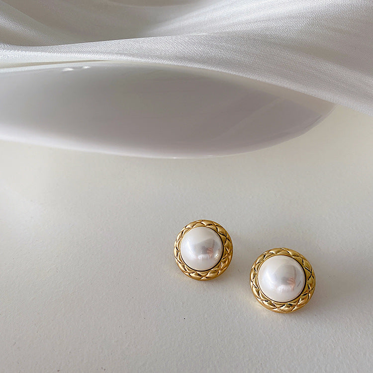 Women's Geometric Round Pearl Simple Niche Temperament Earrings