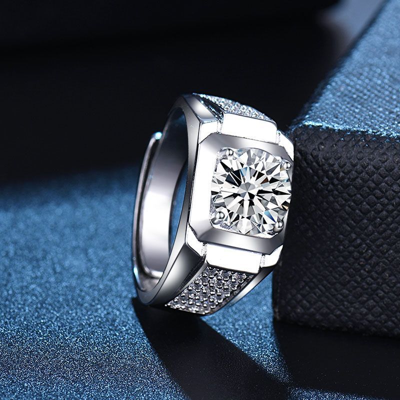 Men's Style Personalized Full Diamond Open Wedding Proposal Rings