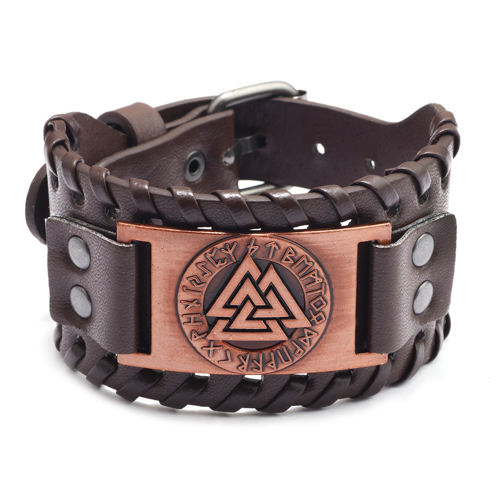 Men's Alloy Wolf Head Accessories Leather Wide Bracelets