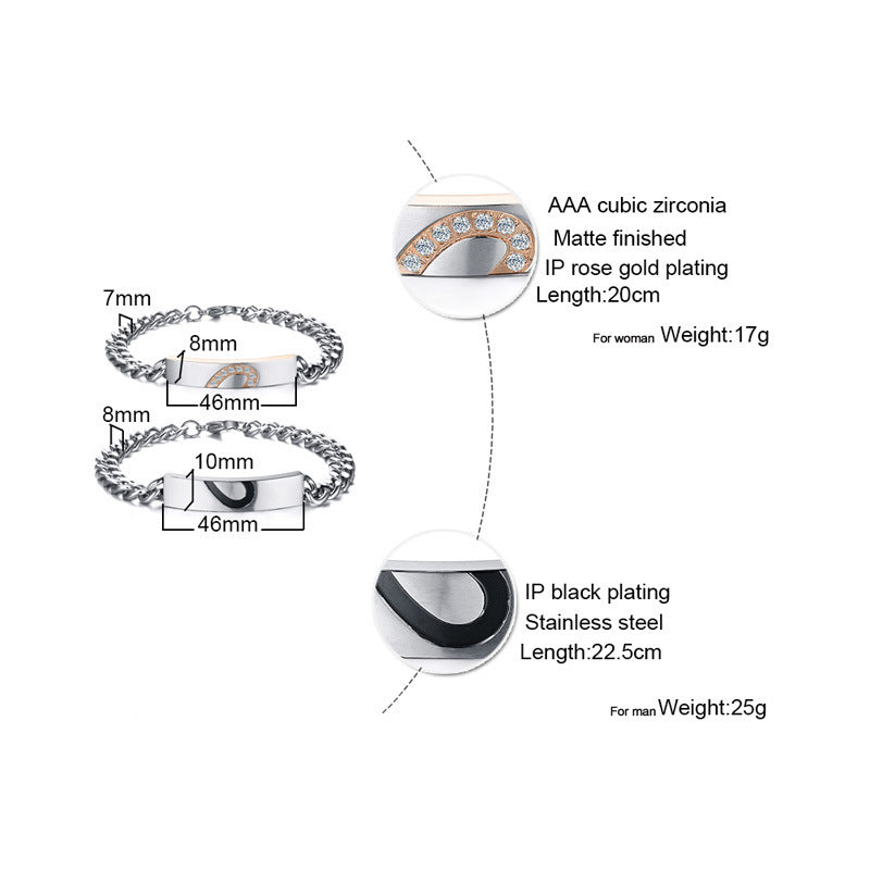 Titanstahl-Puzzle-Liebespaar-Schmuckarmbänder