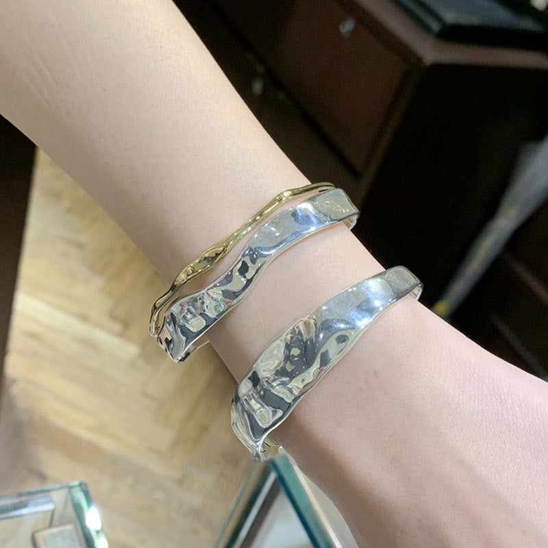 Women's Sterling Sier Flat Retro For Trendy Cold Bracelet