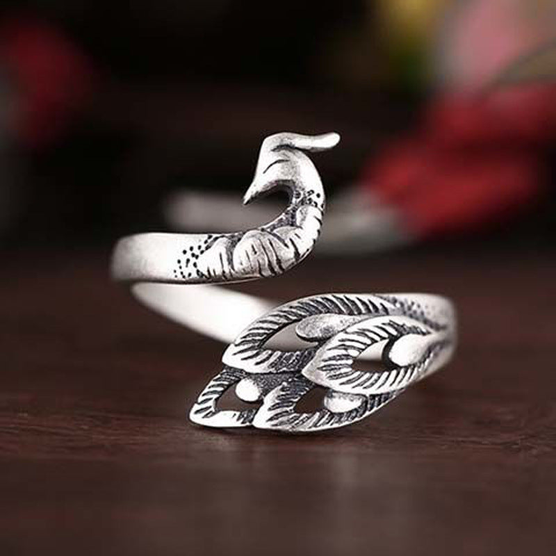 With Opening Peacock Sier Plated Female Rings