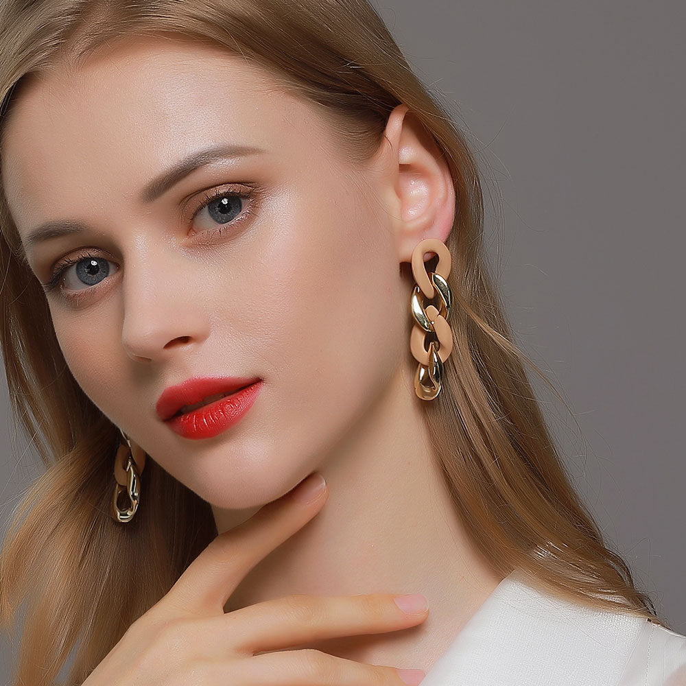 Boucles d'oreilles longues et hautes pour femmes, chaîne de personnalité