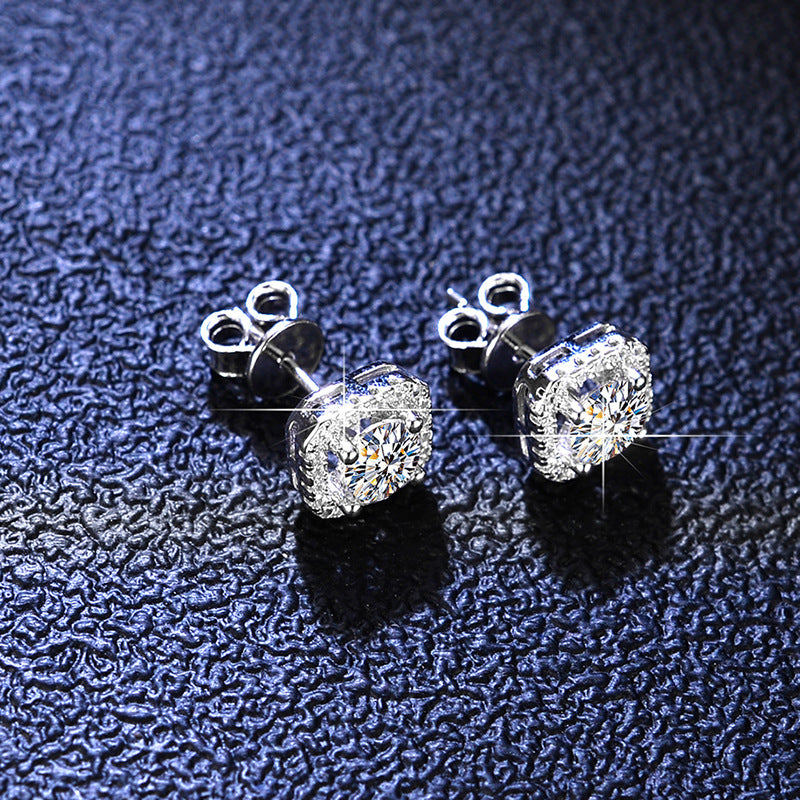 Moissanite Sier Luxury Square Bag Source Earrings