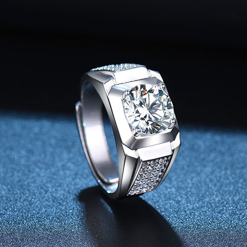 Men's Style Personalized Full Diamond Open Wedding Proposal Rings